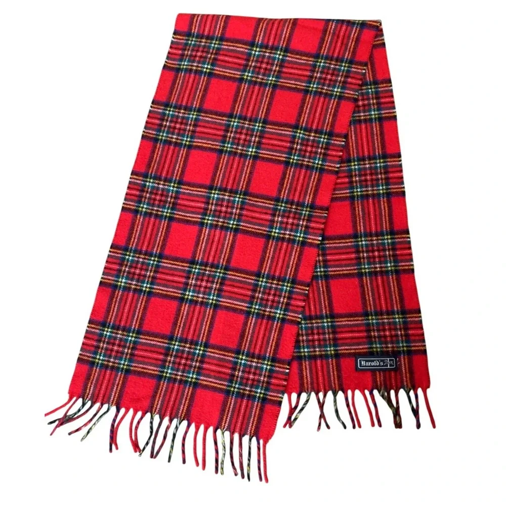 Harold's Wool Red Tartan Plaid Scarf